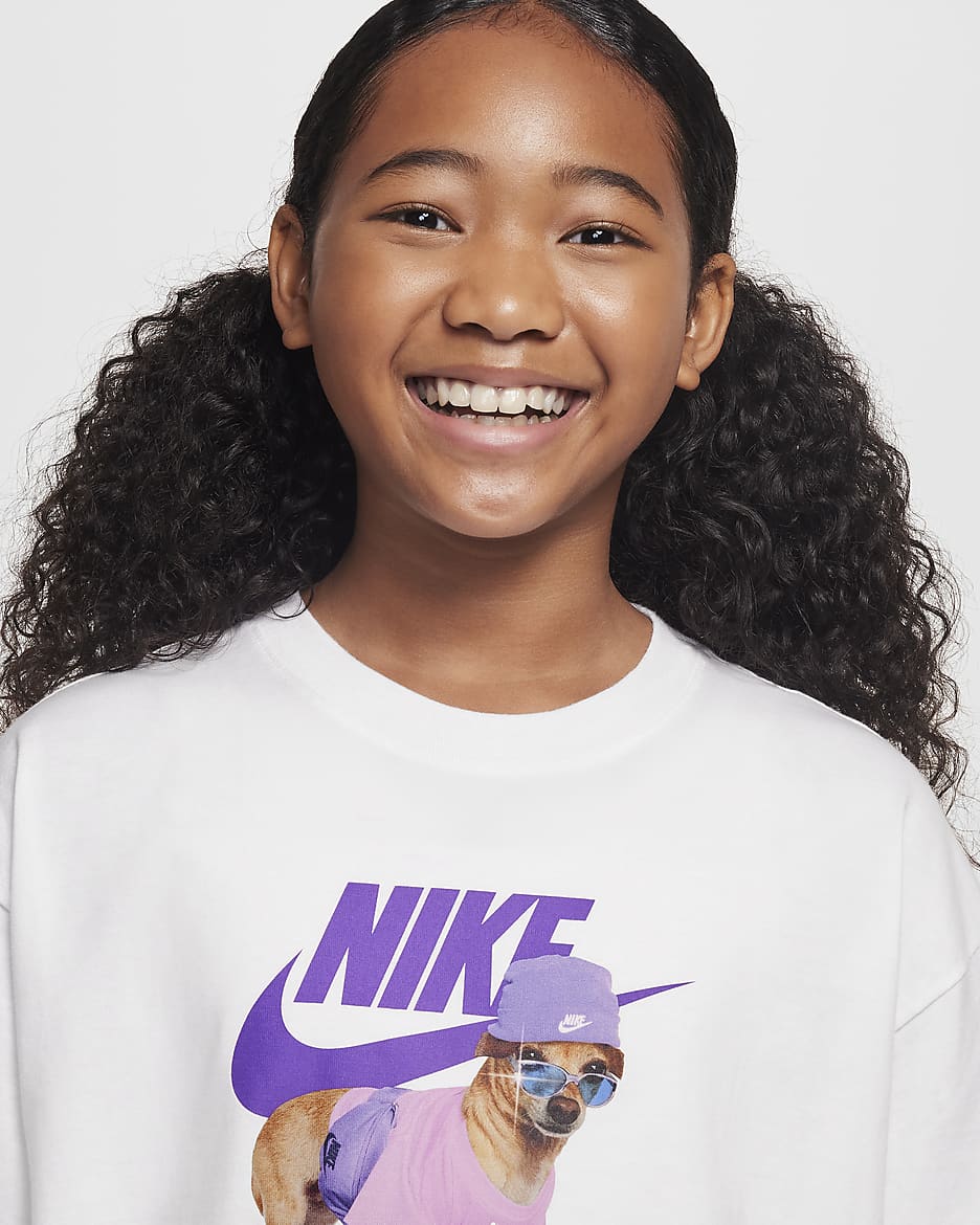 Girls white nike t shirt online